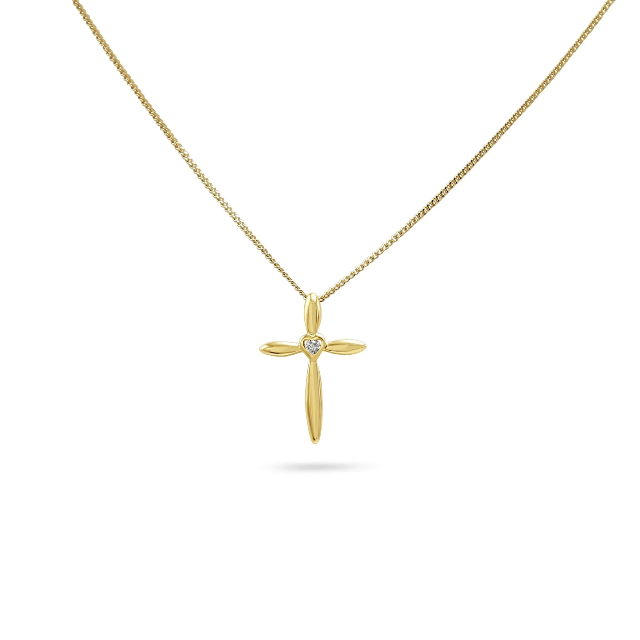 Diamond Cross On 18ct Gold Curb Link Necklace