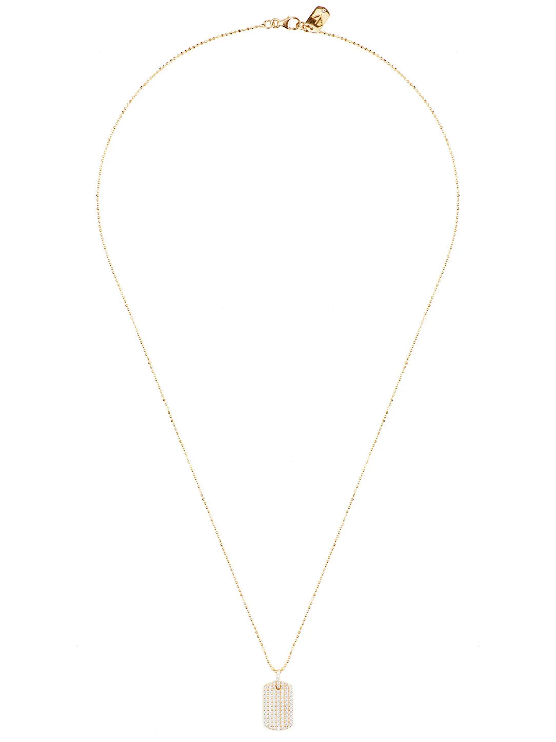 Diamond Dog Tag Yellow Gold Necklace