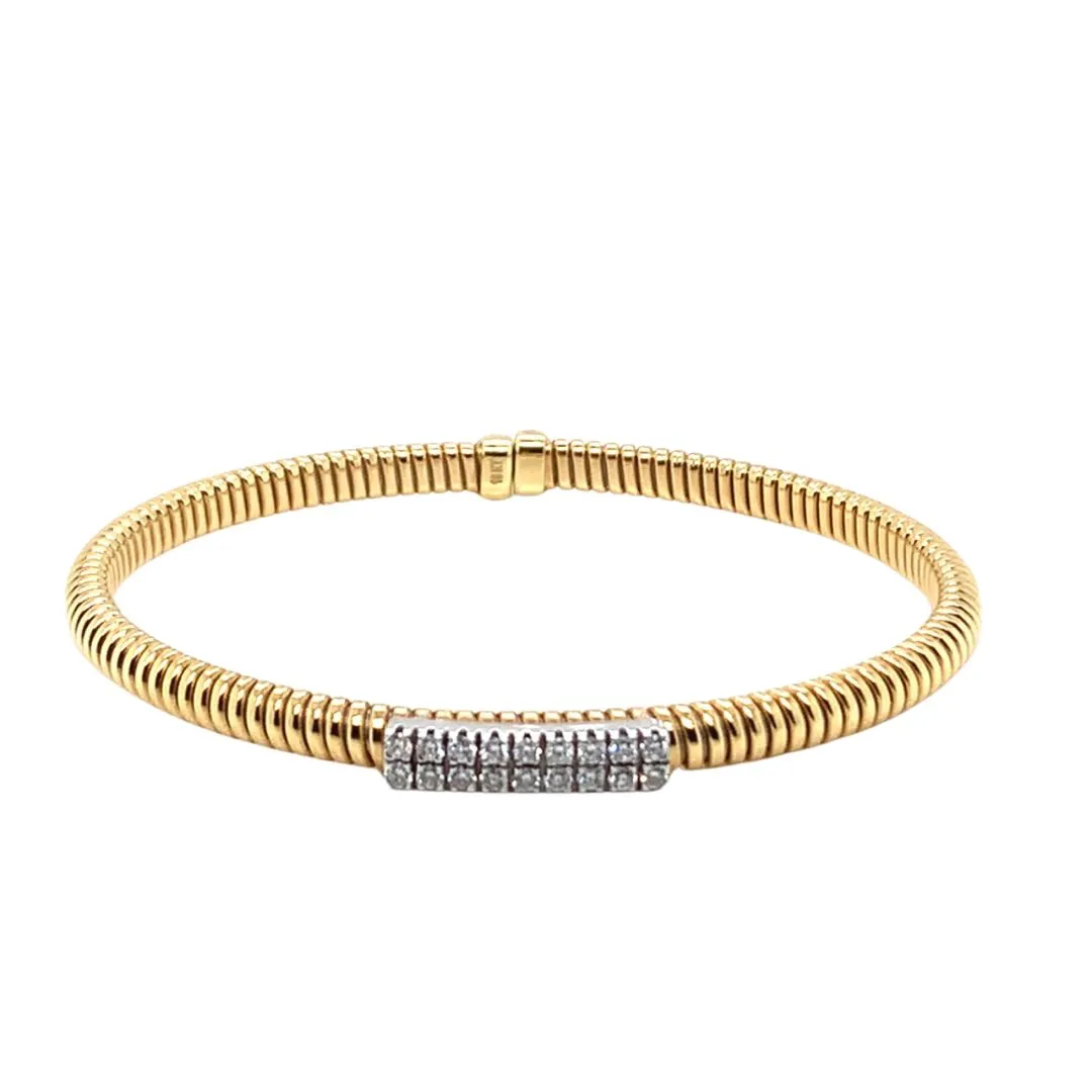 Diamond Double Bar Cuff Bangle Bracelet