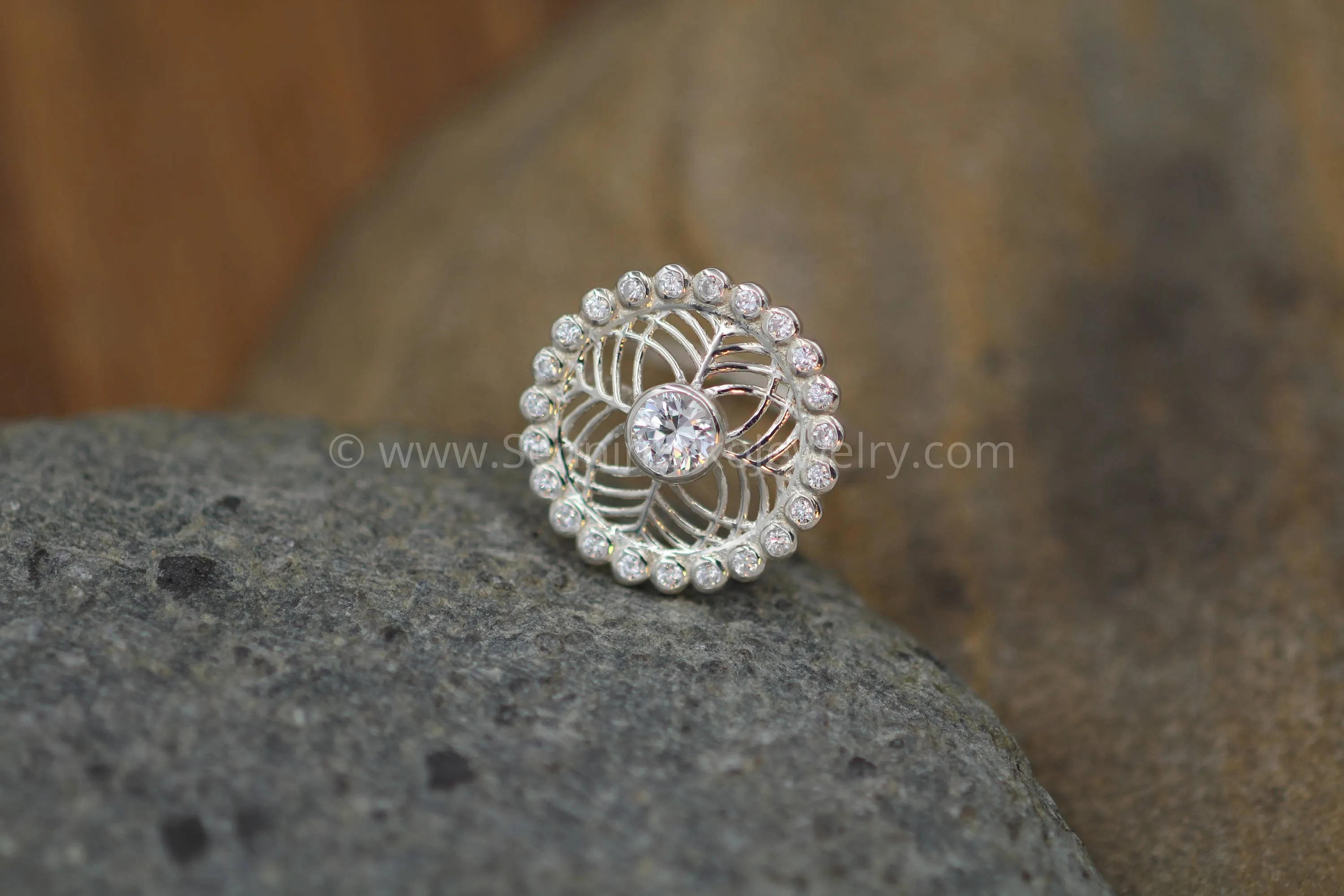 Diamond Snowflake Filigree Engagement Ring