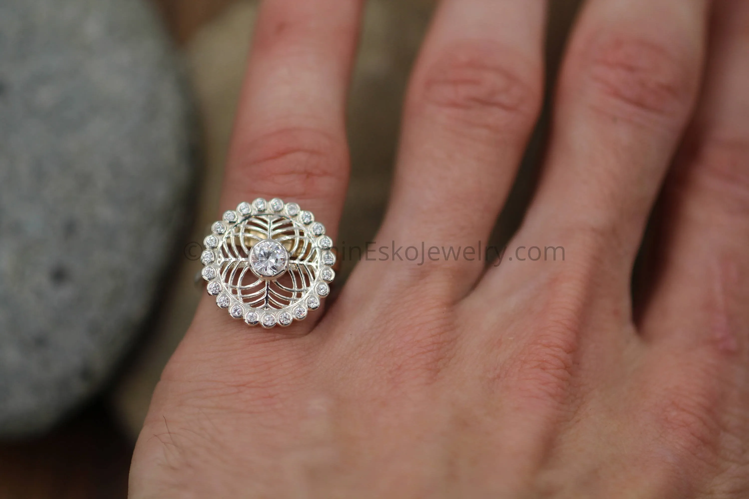 Diamond Snowflake Filigree Engagement Ring