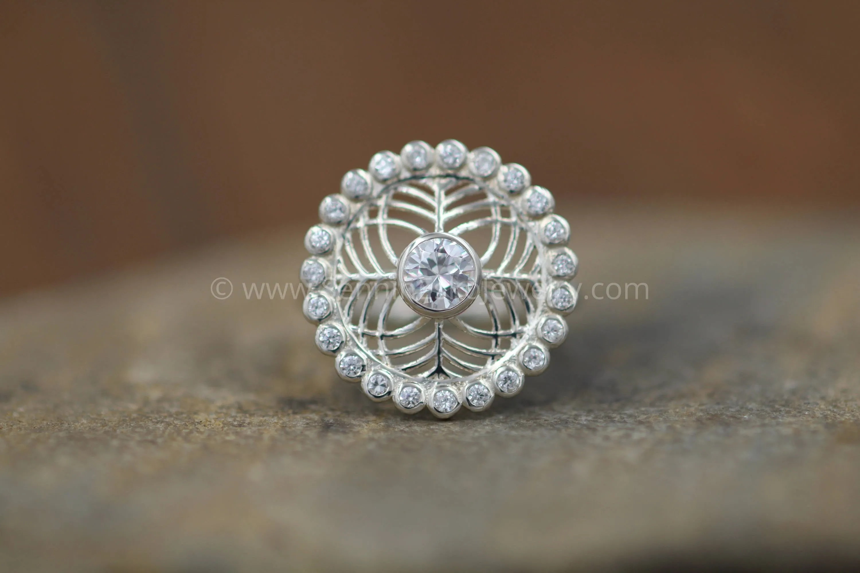 Diamond Snowflake Filigree Engagement Ring