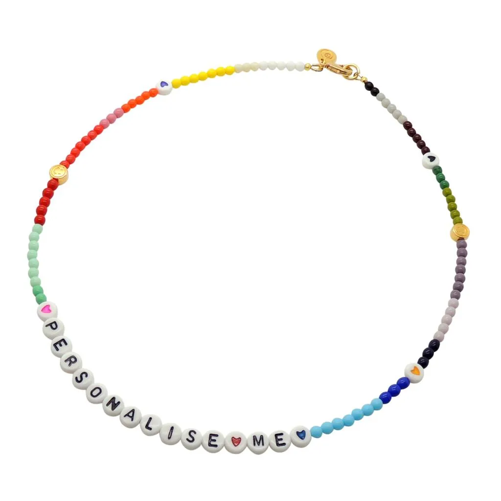 DIY Personalised Name Alphabet Rainbow Beaded Necklace