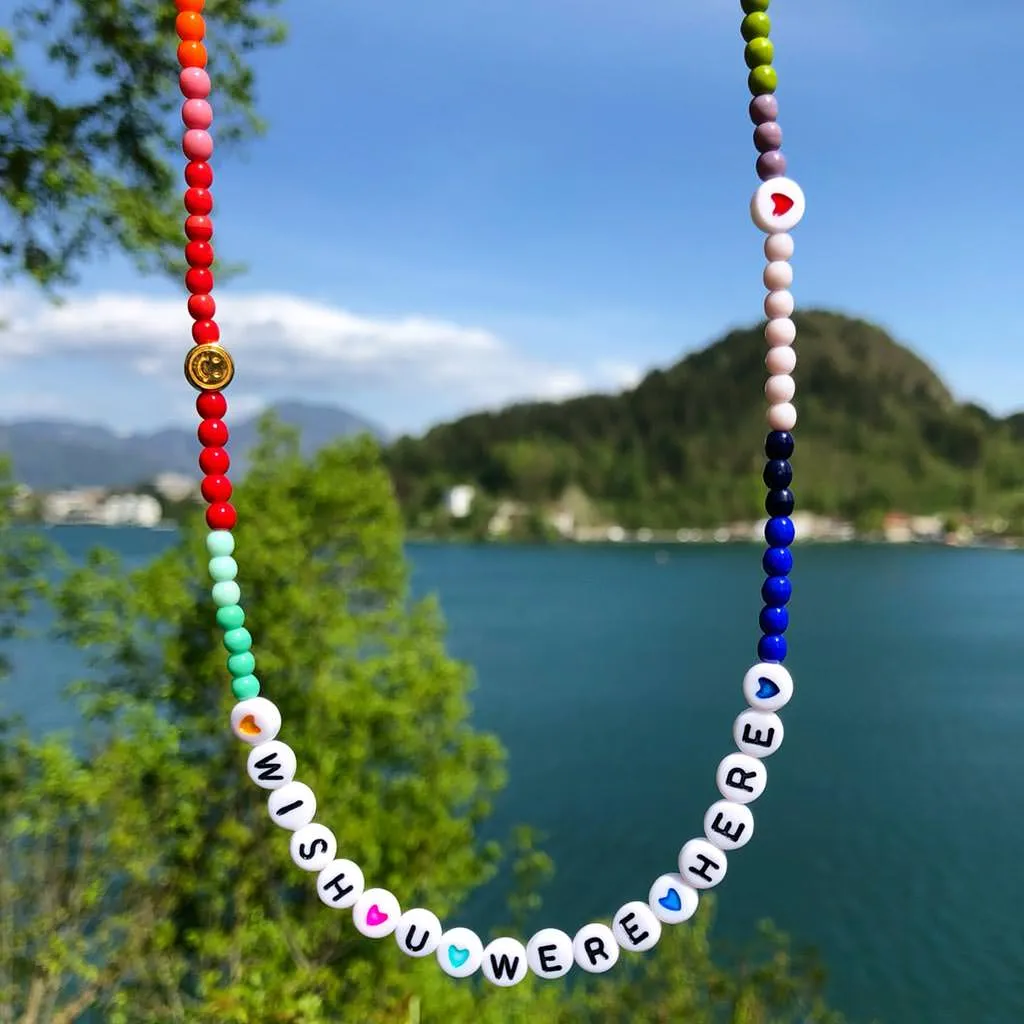 DIY Personalised Name Alphabet Rainbow Beaded Necklace