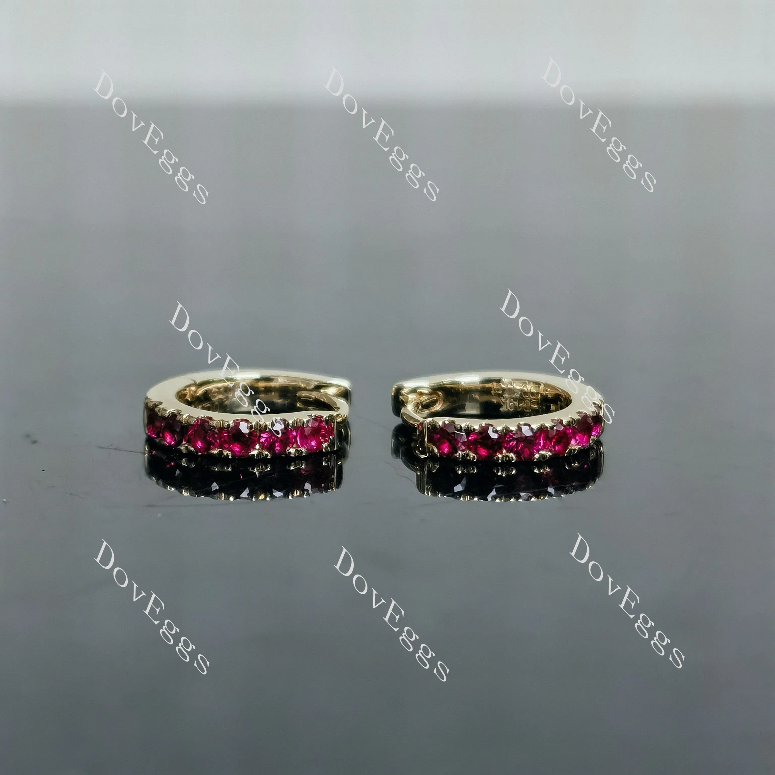 Doveggs round colored gem/lab grown diamond hoop earrings for women