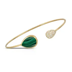 Doves 18K Yellow Gold Diamond Bangle Bracelet with Malachite