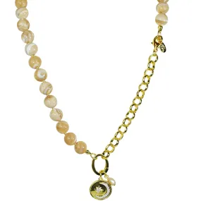 Dreamer 10mm Mother Of Pearl Add A Charm Necklace (Goldtone/Mother Of Pearl)