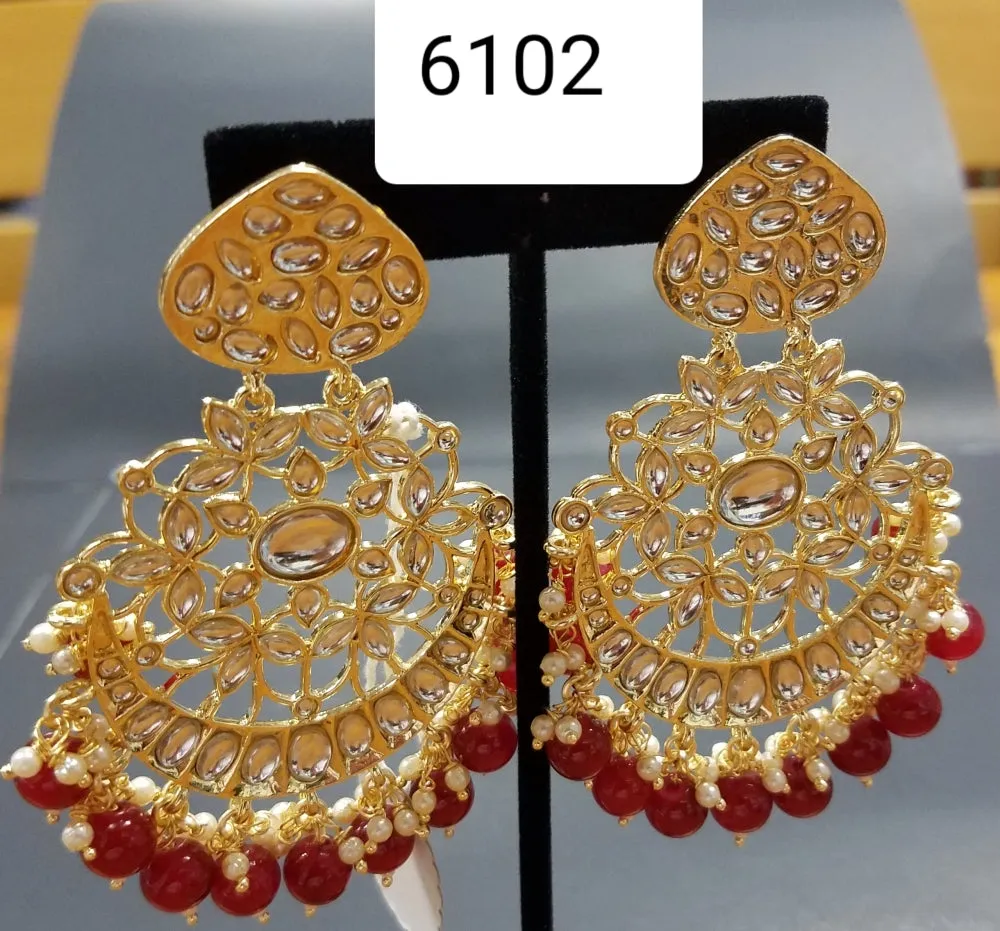 Earrings 6102 Golden Crystals Ruby Earrings Pair Shieno