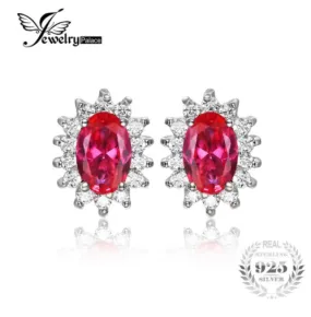 Earrings JewelryPalace Princess Diana William Kate Middleton's 1.5ct Red Ruby 925 Sterling Silver