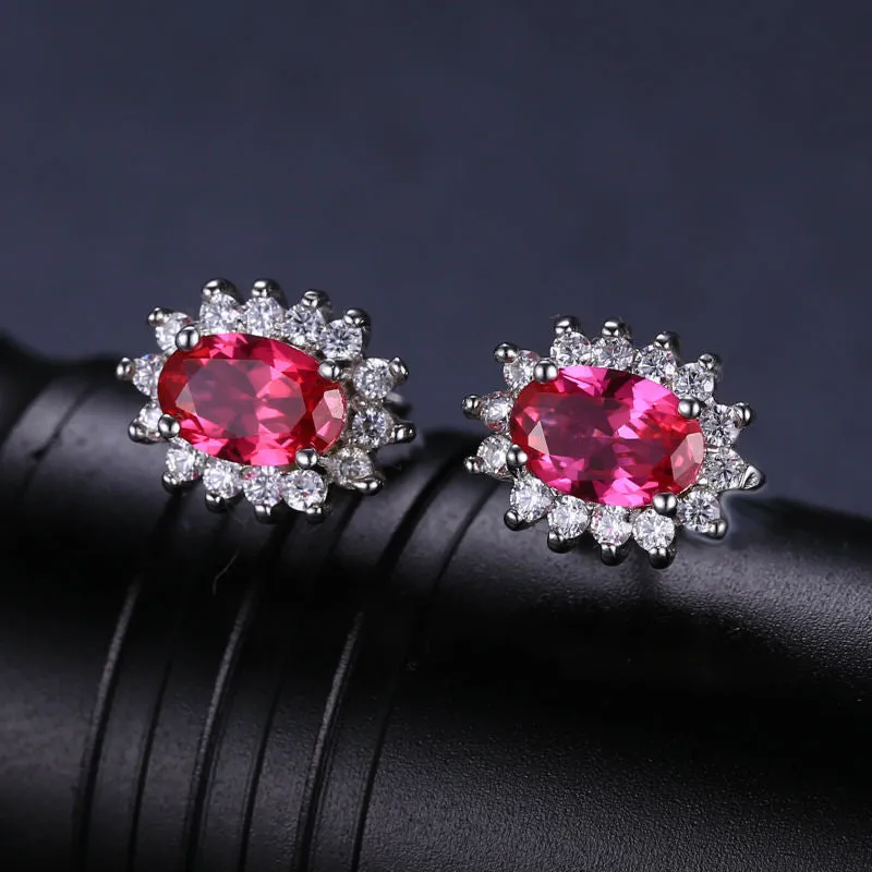 Earrings JewelryPalace Princess Diana William Kate Middleton's 1.5ct Red Ruby 925 Sterling Silver