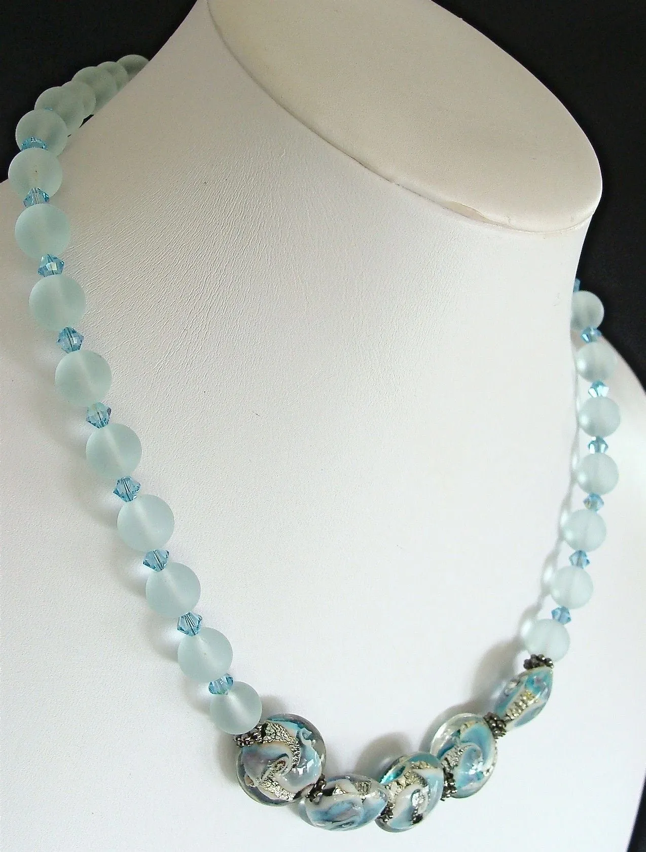 Edgewater: 17" Handcrafted Sea Glass Bead Necklace