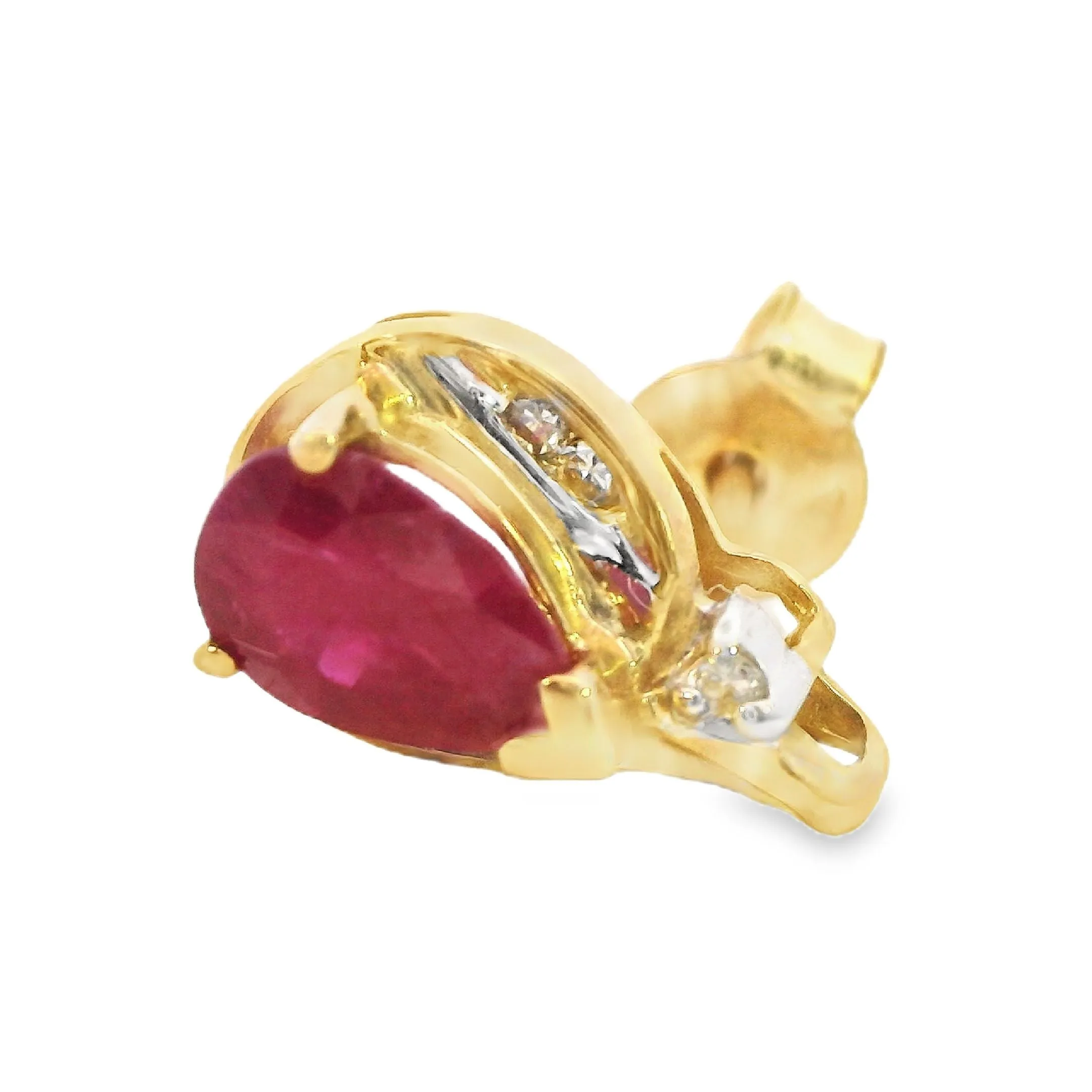 Elegant 9ct Yellow Gold Ruby and Diamond Stud Earrings