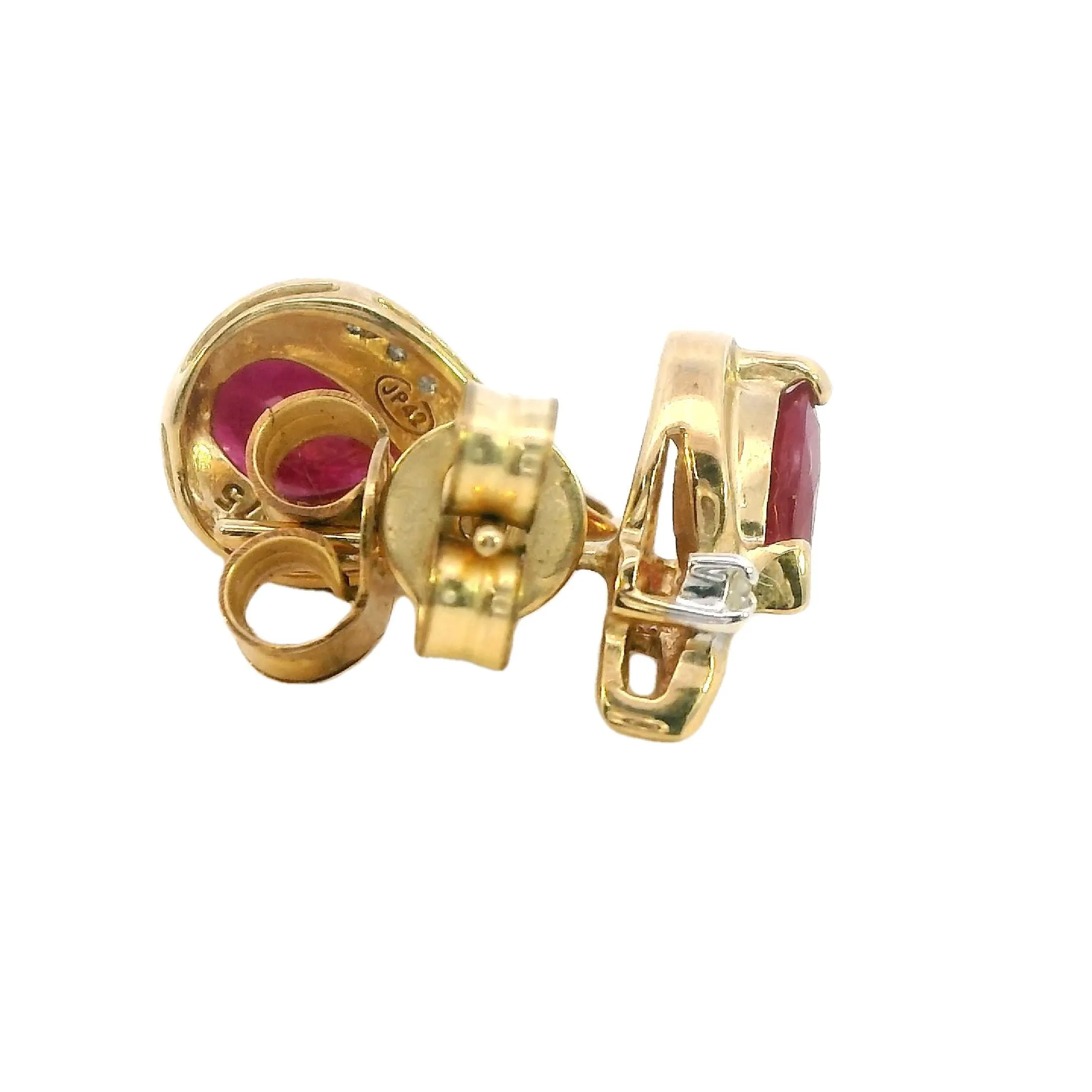 Elegant 9ct Yellow Gold Ruby and Diamond Stud Earrings