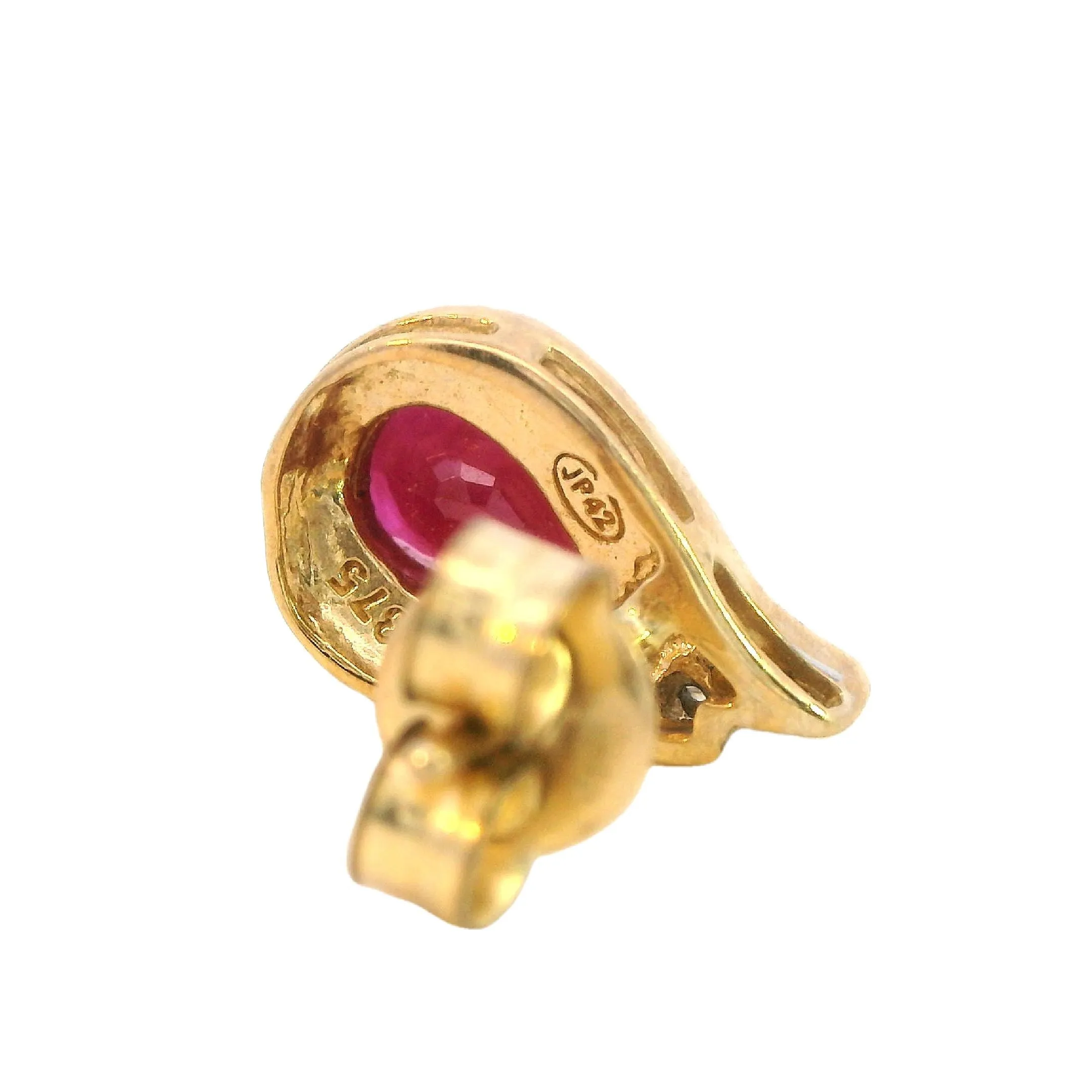 Elegant 9ct Yellow Gold Ruby and Diamond Stud Earrings