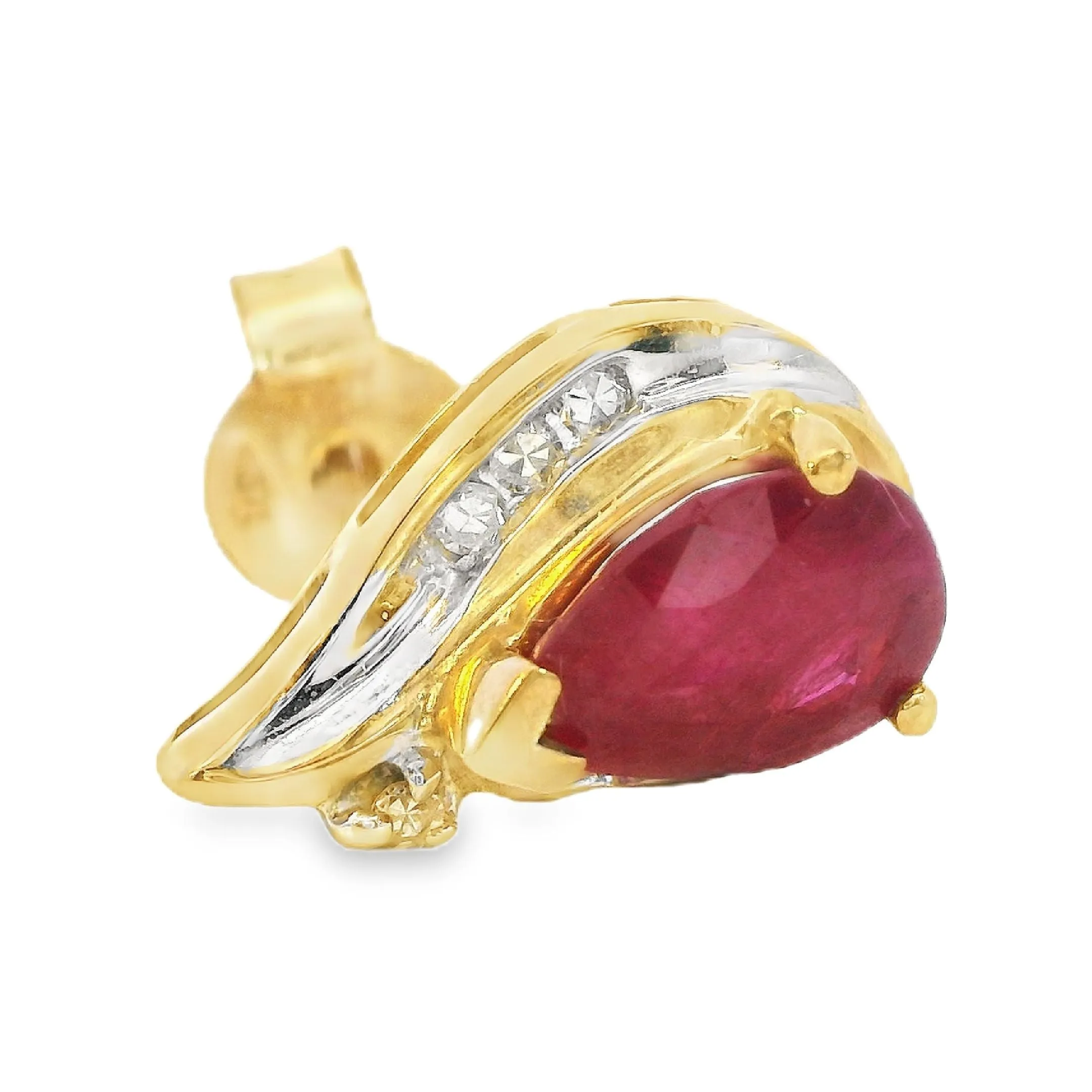 Elegant 9ct Yellow Gold Ruby and Diamond Stud Earrings