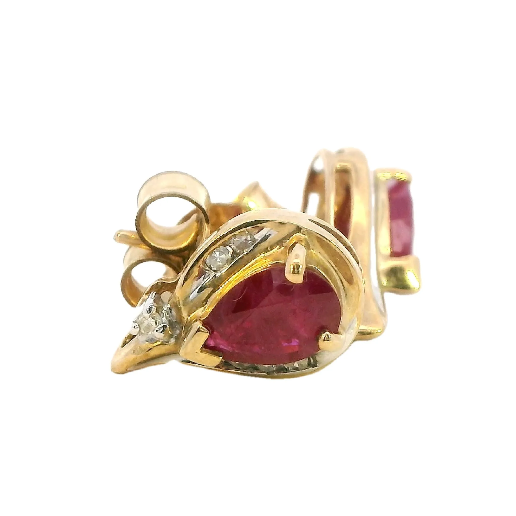 Elegant 9ct Yellow Gold Ruby and Diamond Stud Earrings