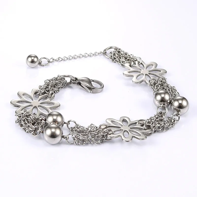 Elegant Flower-Inspired Hollow Titanium Steel Bracelet for Women - Chic Personalized Stainless Steel Jewelry