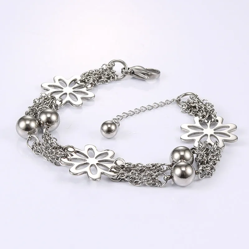 Elegant Flower-Inspired Hollow Titanium Steel Bracelet for Women - Chic Personalized Stainless Steel Jewelry