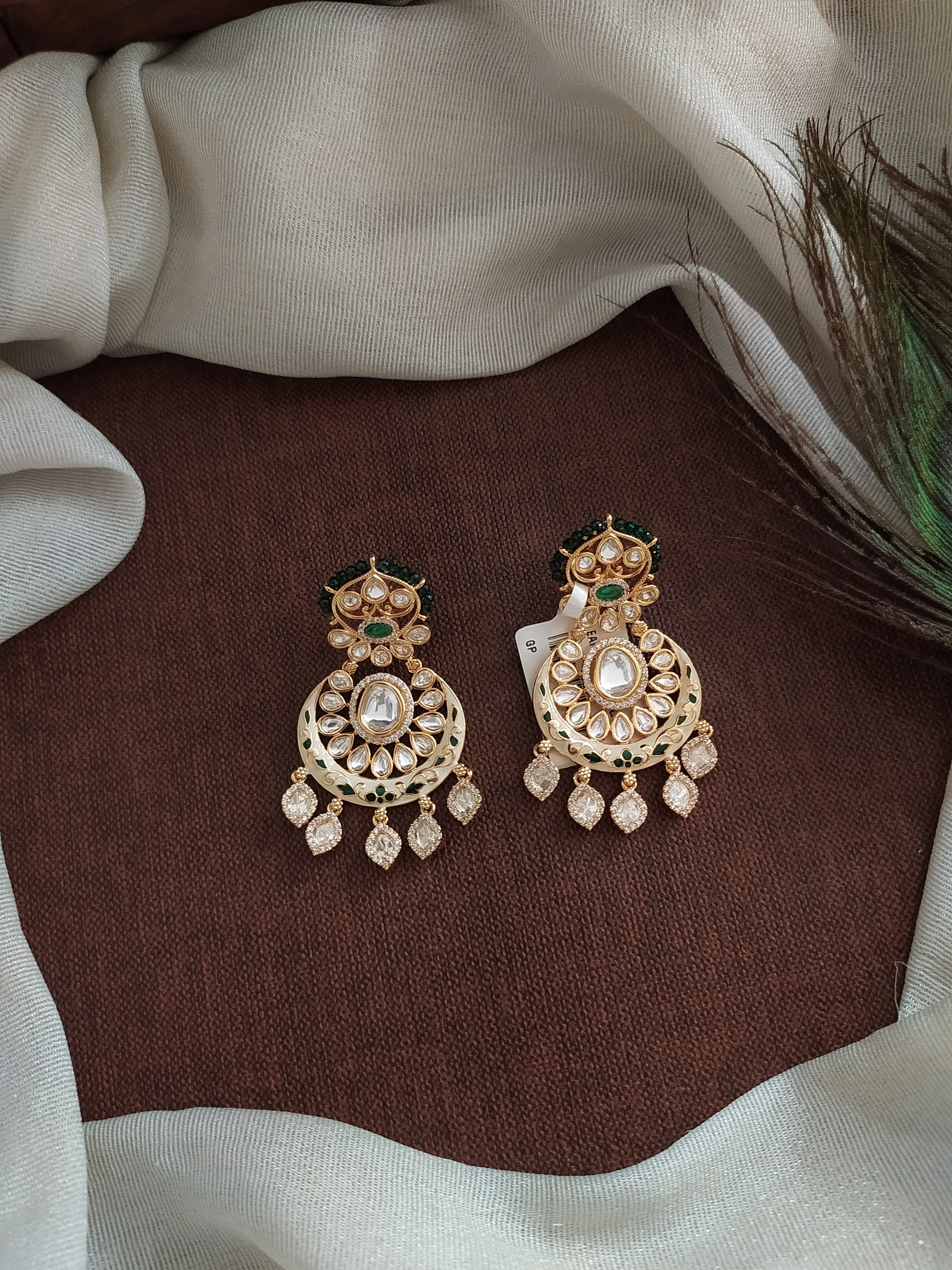 Elegant Kundan Chandbali Earrings