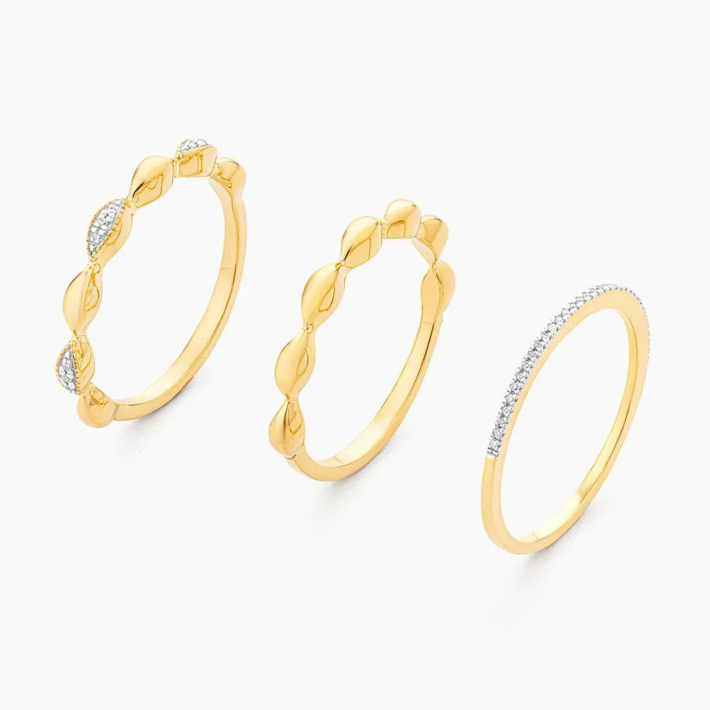 Ella Stein Oval Triple Stackable Ring Set in Gold - Size 5