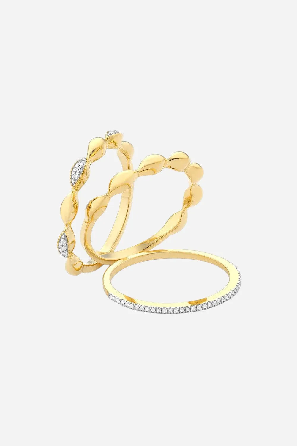 Ella Stein Oval Triple Stackable Ring Set in Gold - Size 5