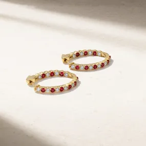 Ellipse Ruby Hoop Earrings