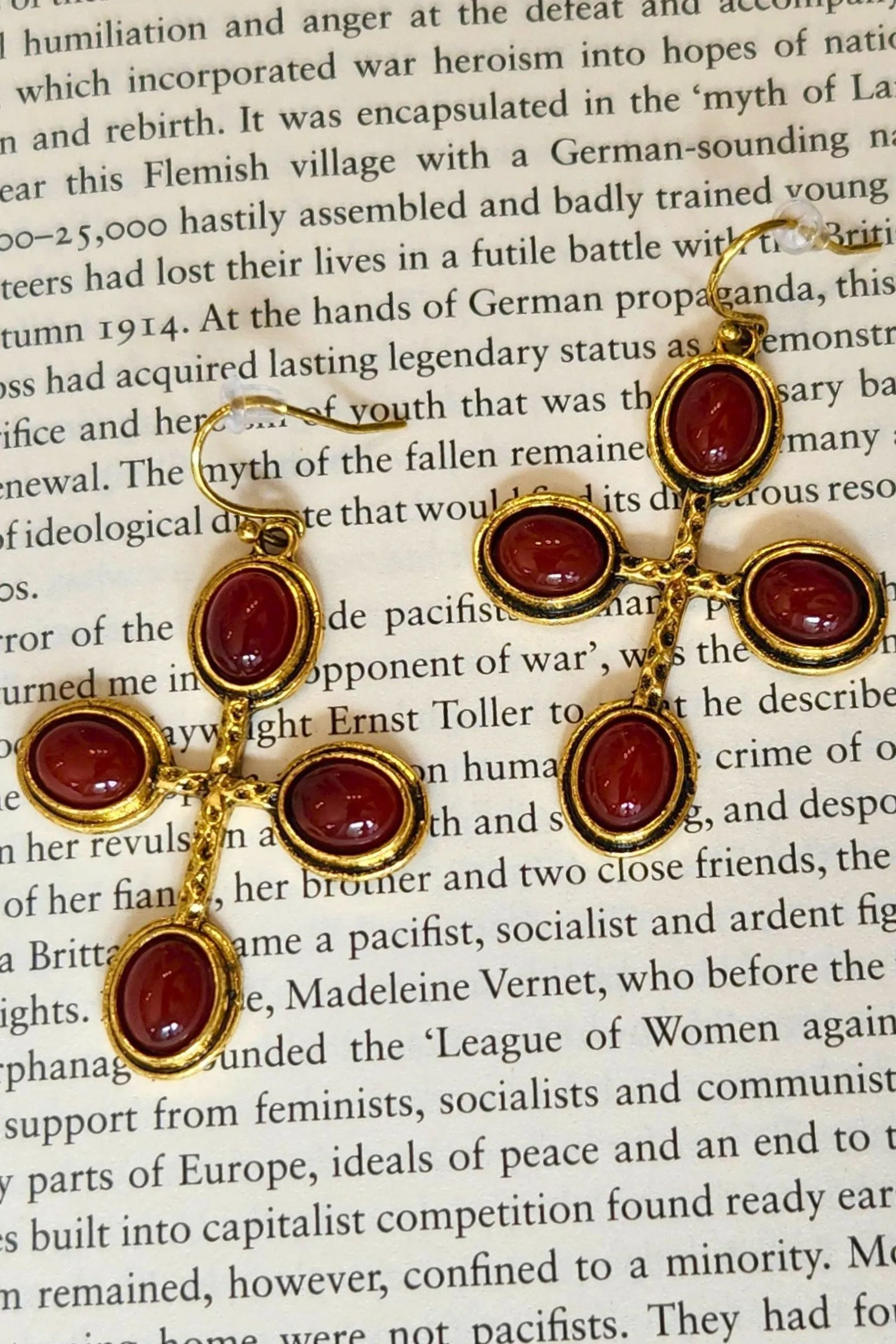 Enola Ruby Cross Earrings