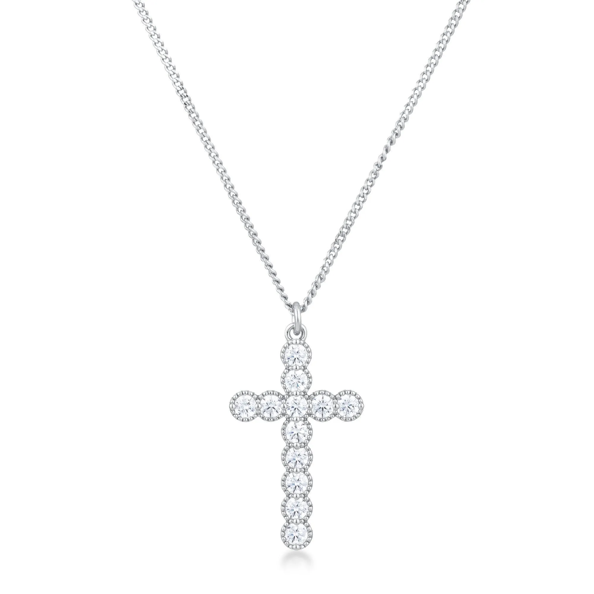 Erin Micro Beaded Gold Plated CZ Cross Pendant