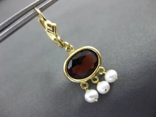 ESTATE 3CT AAA GARNET & SOUTH SEA PEARL 14KT YELLOW GOLD 3D CHANDELIER EARRINGS