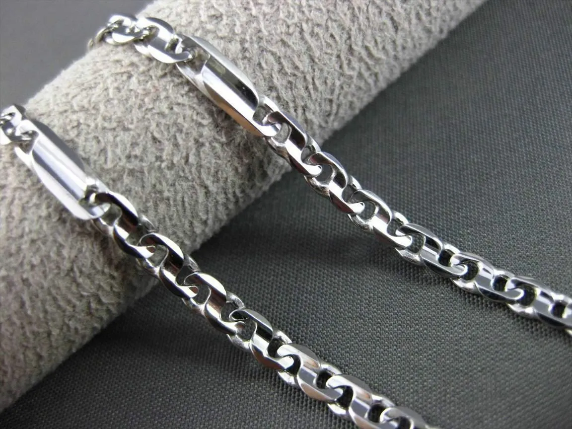 ESTATE EXTRA LONG 14KT WHITE GOLD FANCY LINK FUN ITALIAN ANKLE BRACELET #23653