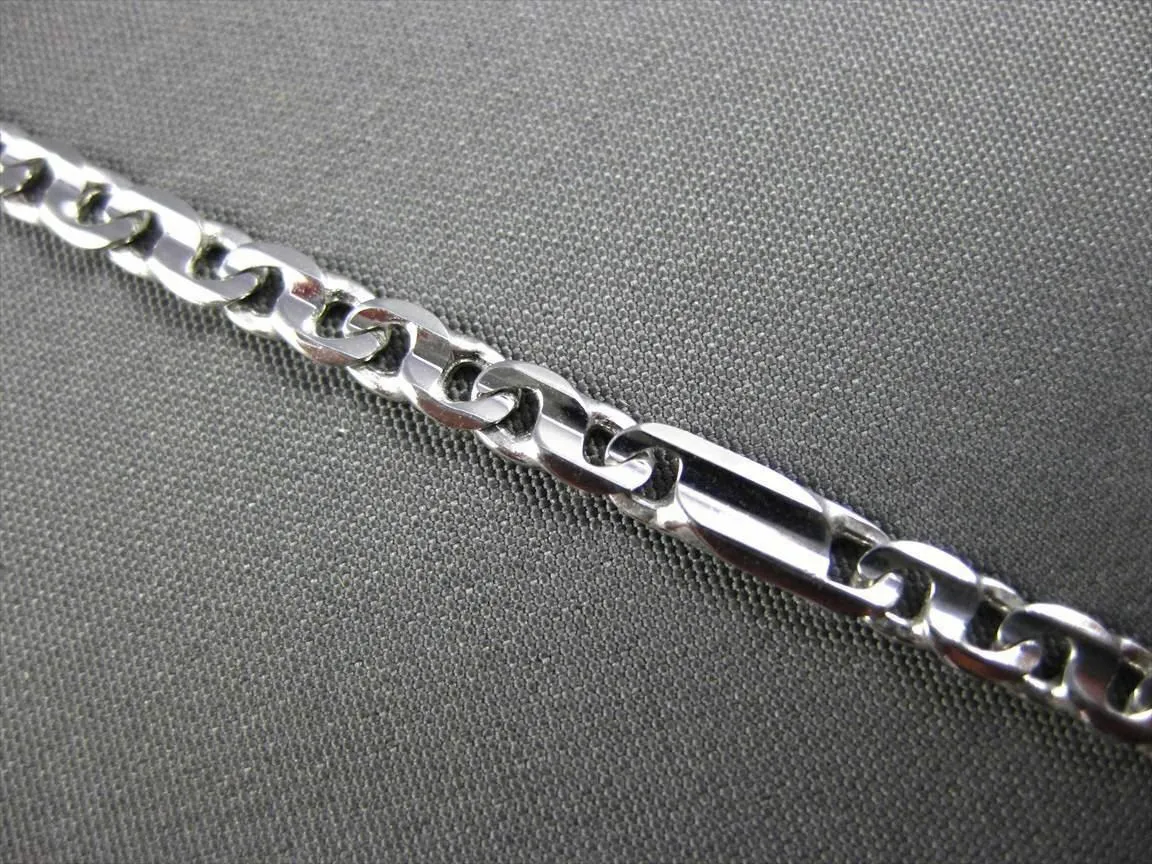 ESTATE EXTRA LONG 14KT WHITE GOLD FANCY LINK FUN ITALIAN ANKLE BRACELET #23653