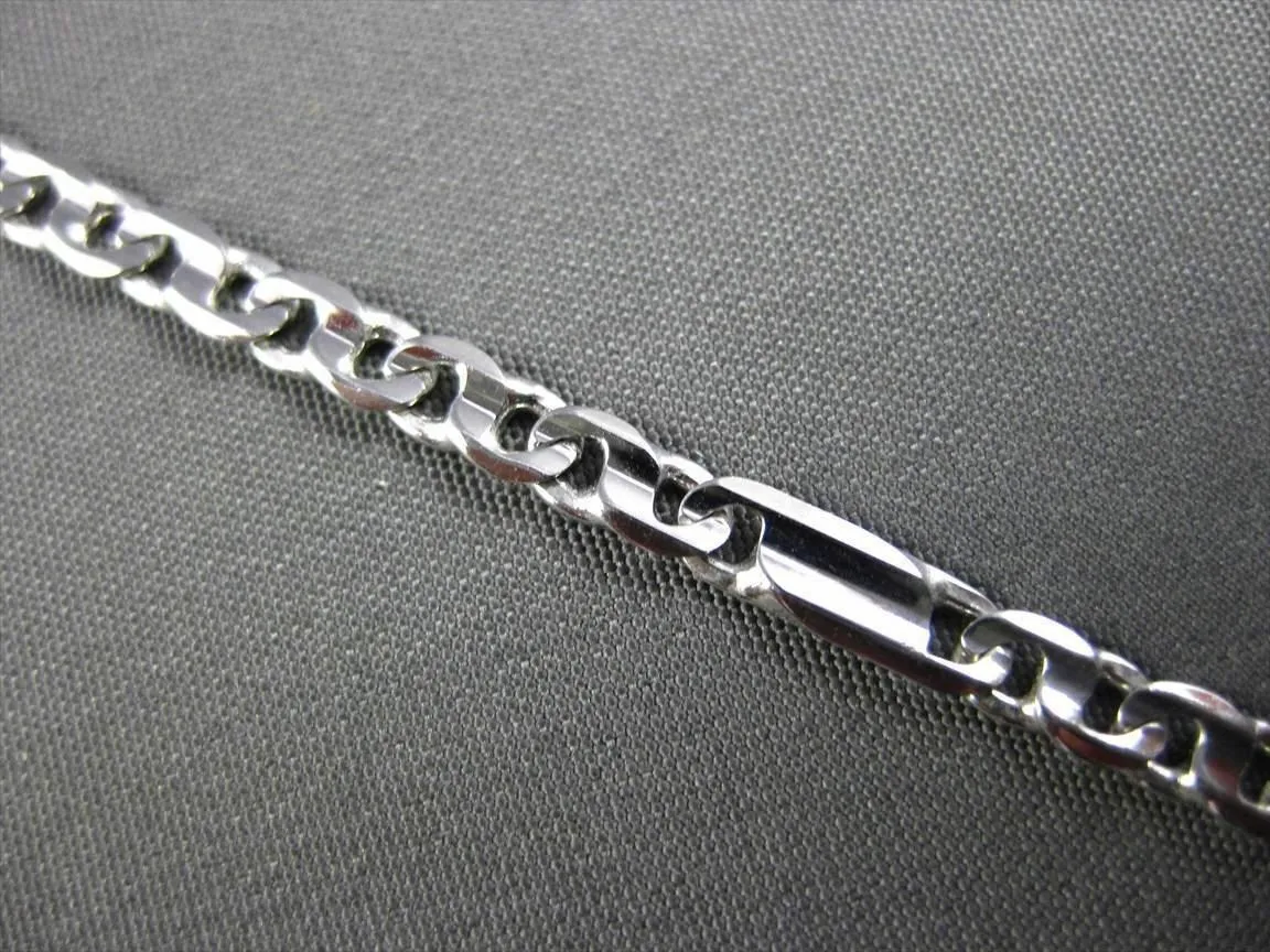 ESTATE EXTRA LONG 14KT WHITE GOLD FANCY LINK FUN ITALIAN ANKLE BRACELET #23653