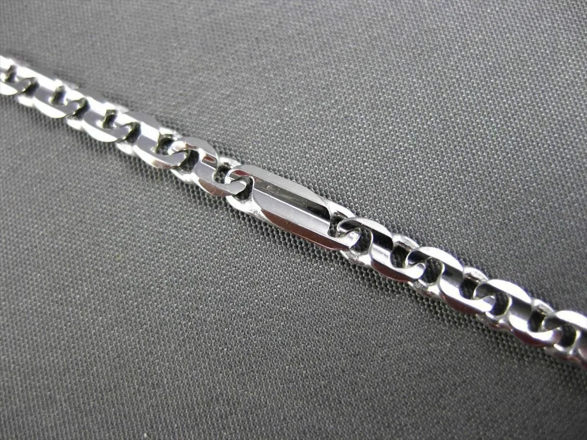 ESTATE EXTRA LONG 14KT WHITE GOLD FANCY LINK FUN ITALIAN ANKLE BRACELET #23653