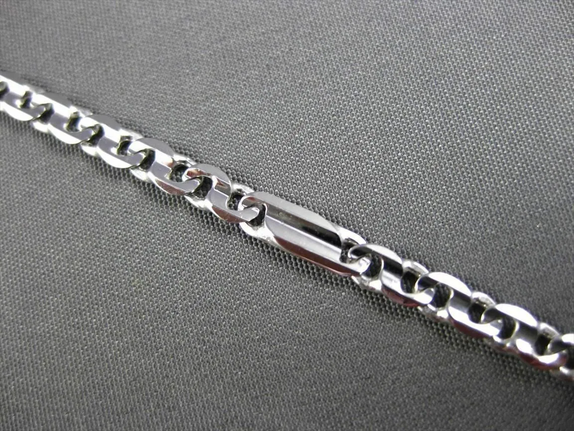 ESTATE EXTRA LONG 14KT WHITE GOLD FANCY LINK FUN ITALIAN ANKLE BRACELET #23653