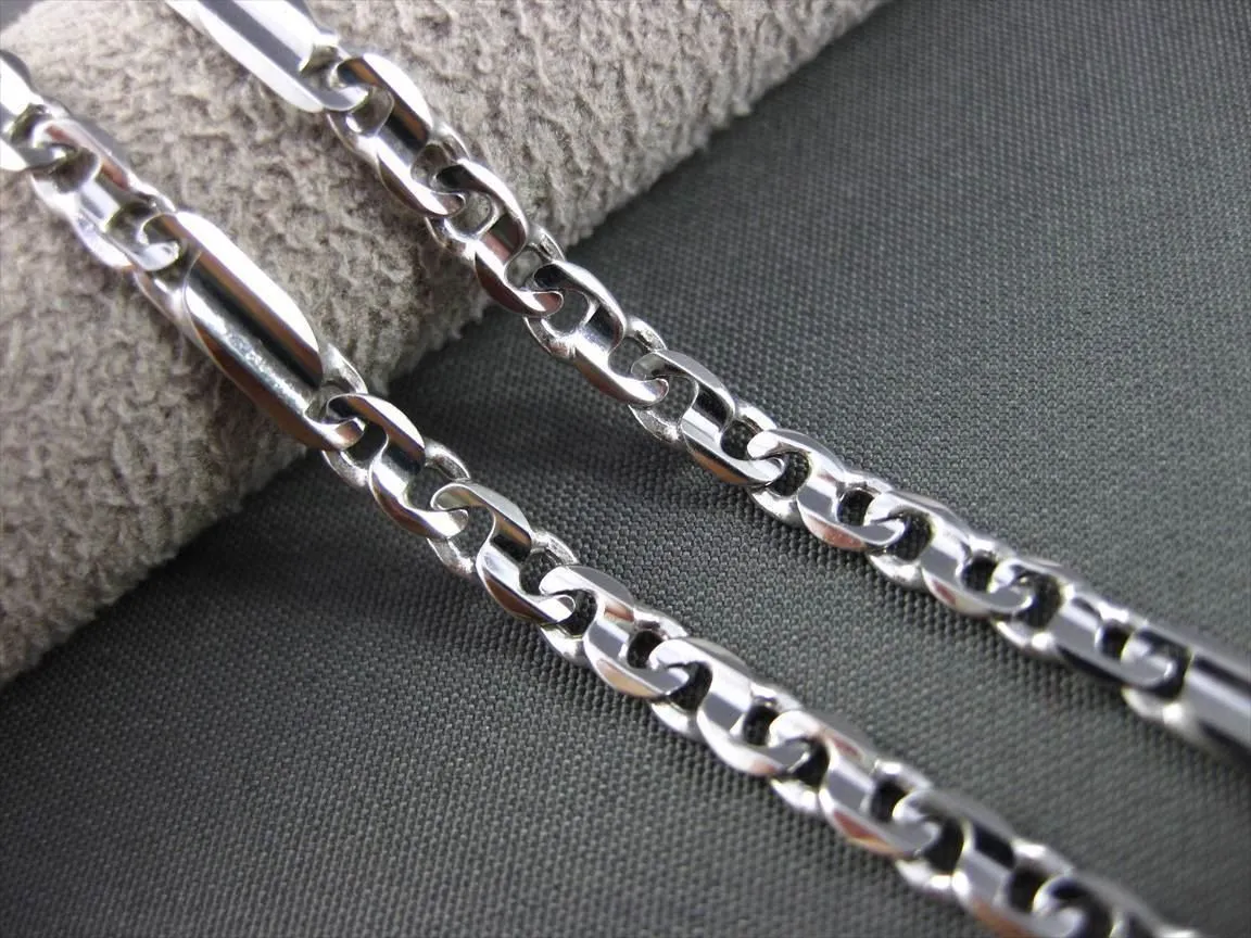 ESTATE EXTRA LONG 14KT WHITE GOLD FANCY LINK FUN ITALIAN ANKLE BRACELET #23653