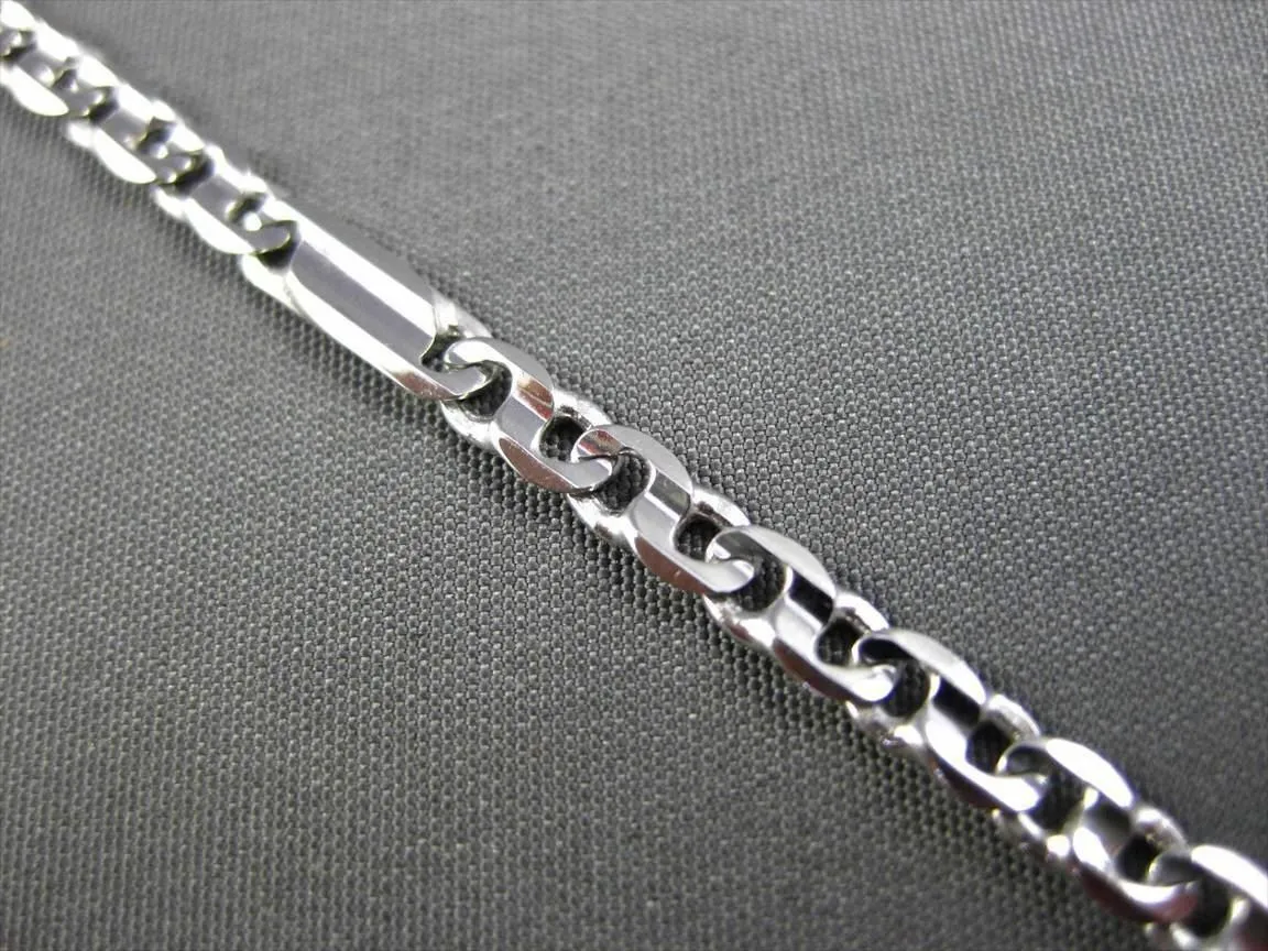 ESTATE EXTRA LONG 14KT WHITE GOLD FANCY LINK FUN ITALIAN ANKLE BRACELET #23653