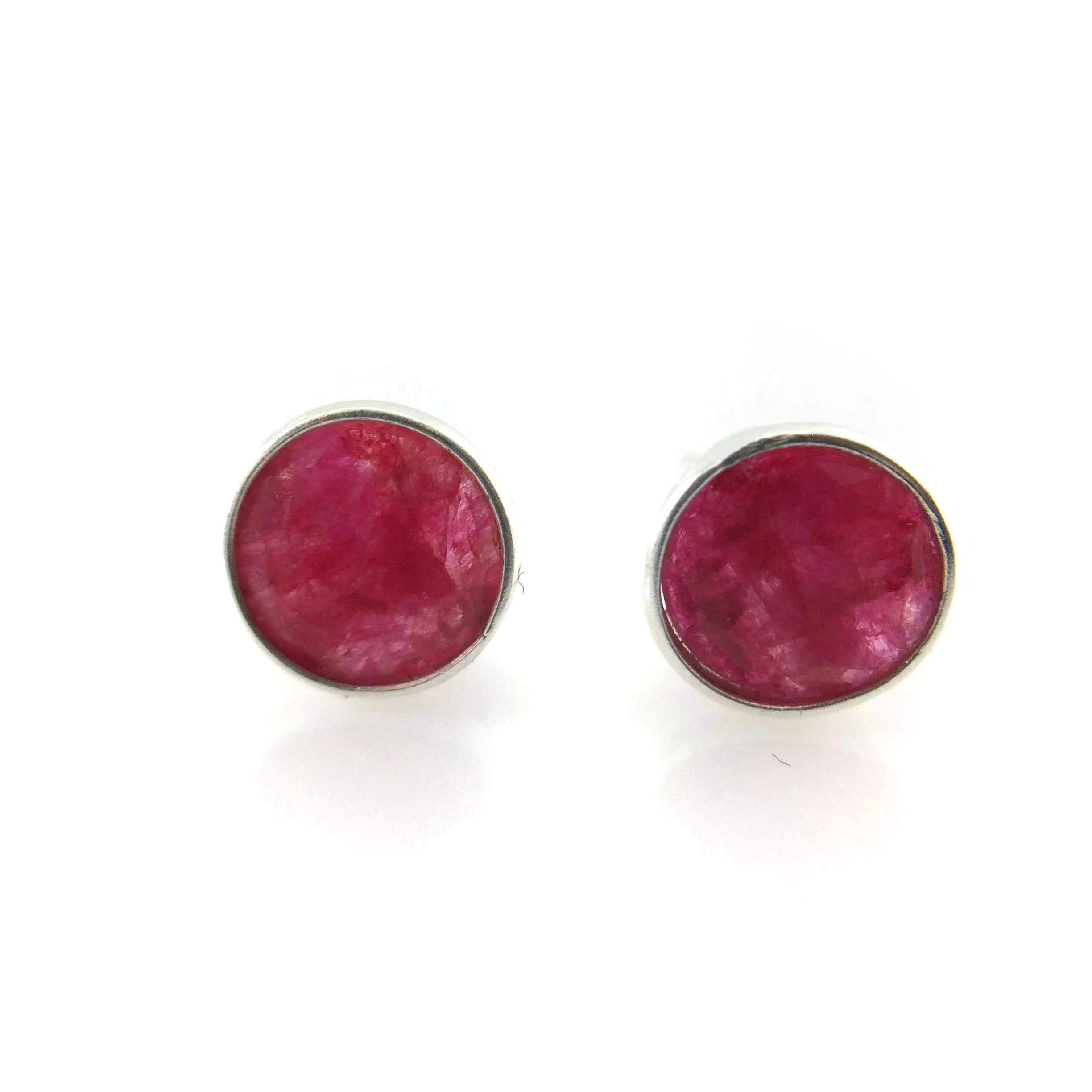 Faceted Ruby Studs - 8mm