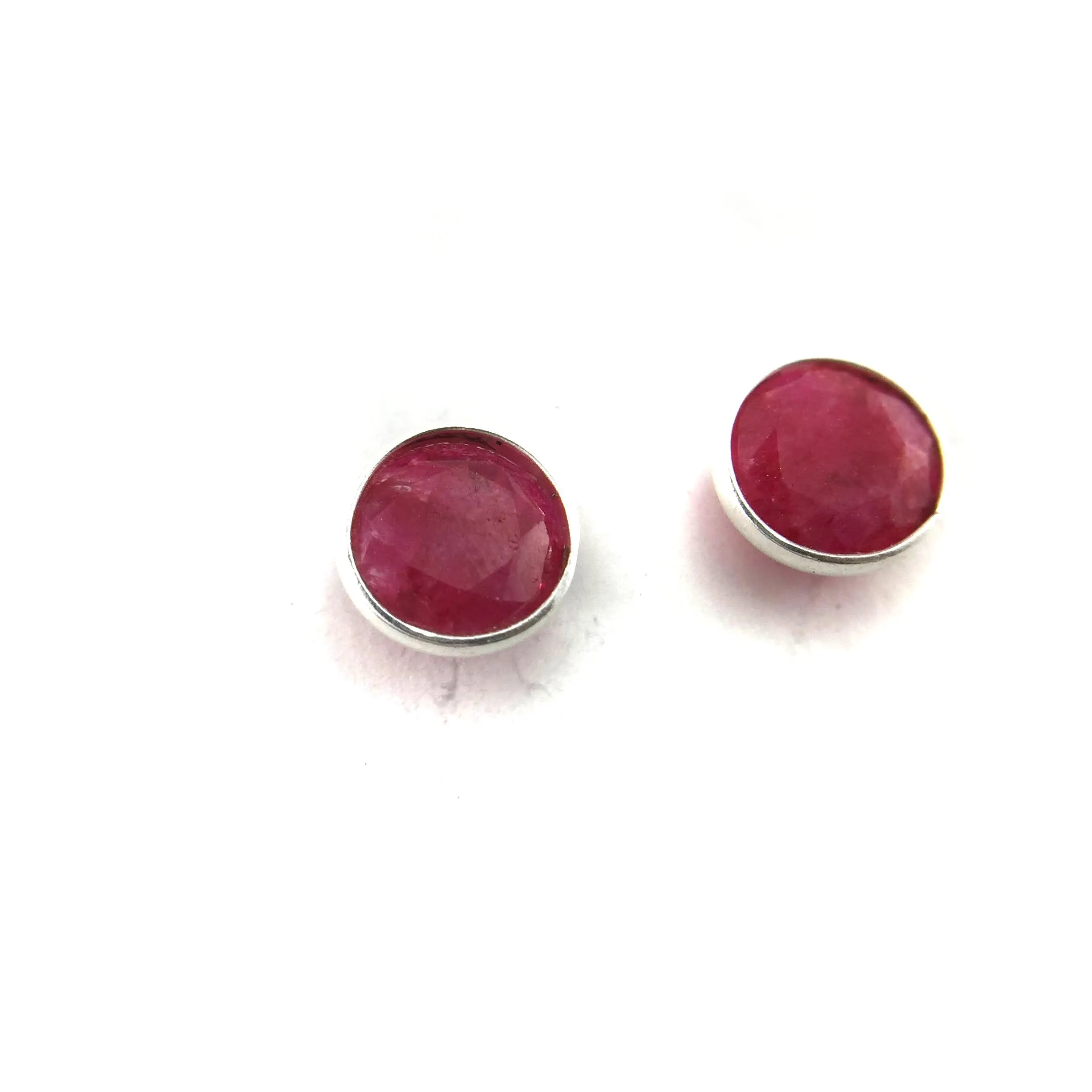 Faceted Ruby Studs - 8mm