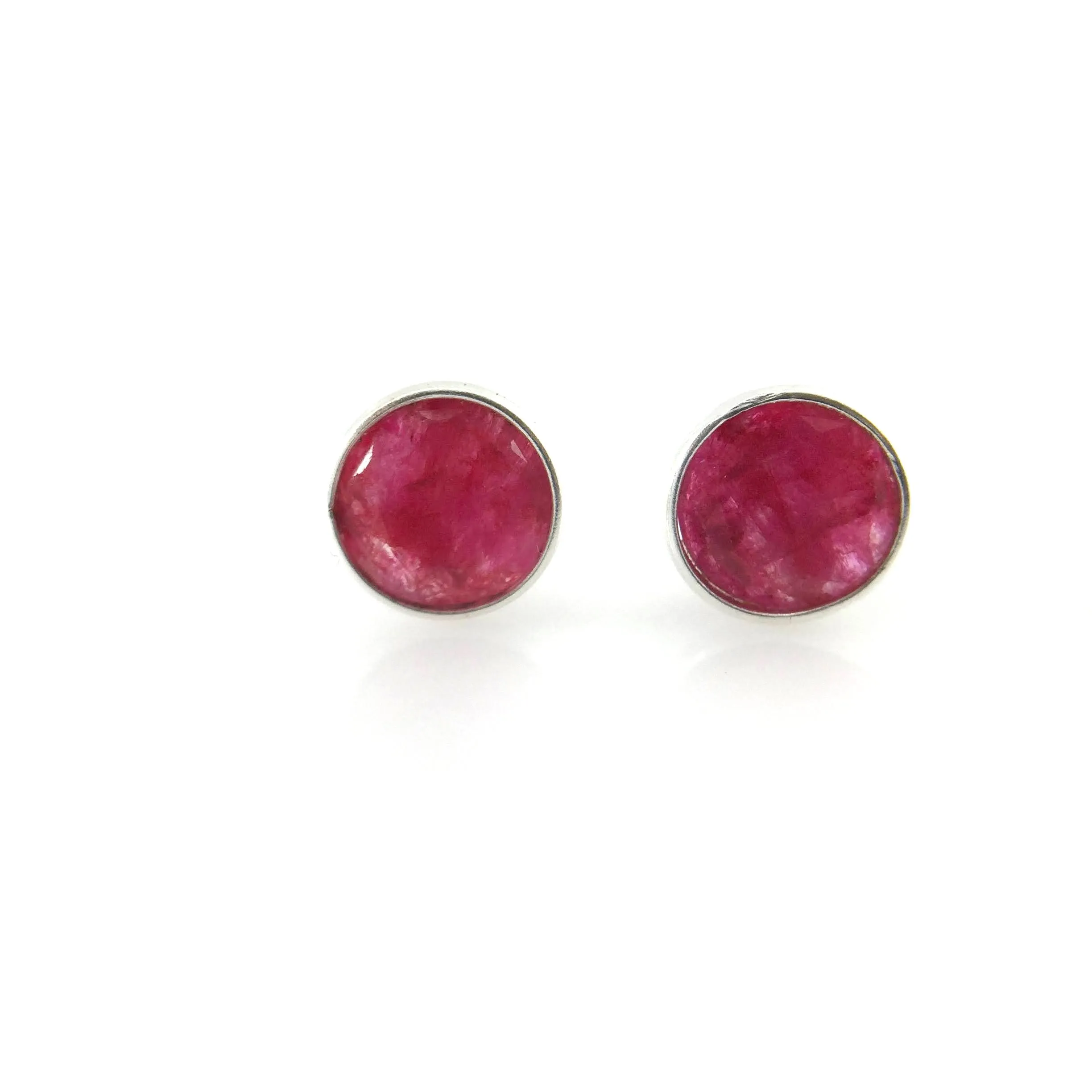 Faceted Ruby Studs - 8mm