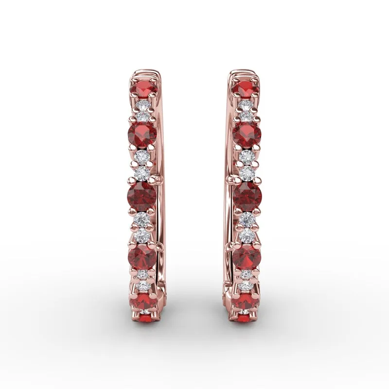 Fana Precious Ruby and Diamond Hoop Earrings