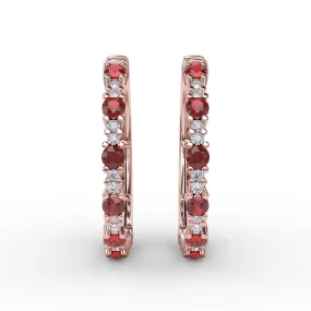 Fana Precious Ruby and Diamond Hoop Earrings