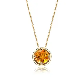 FANCIME Round Citrine 14K Yellow Gold Necklace