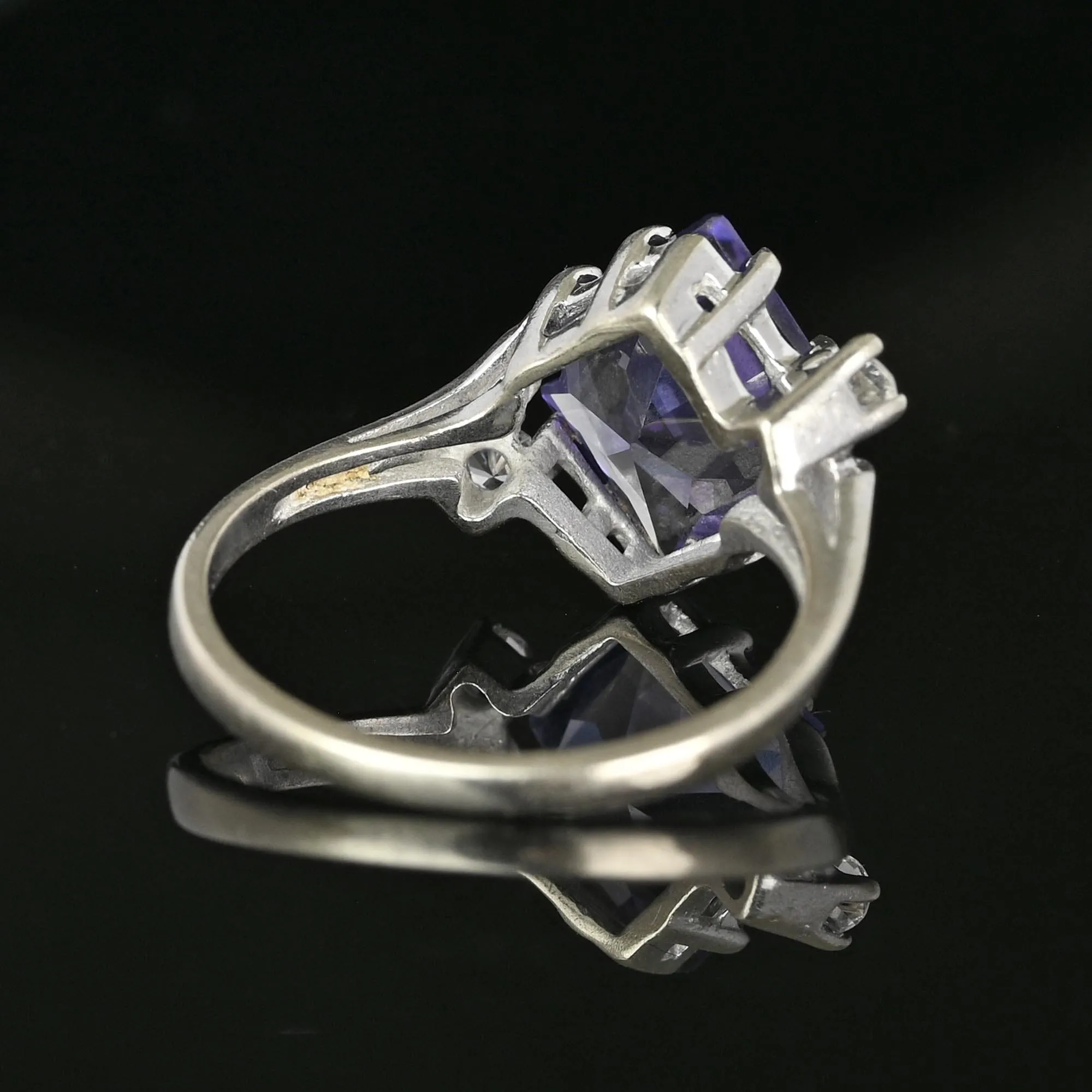 Fancy Cut Color Change Sapphire Ring in White Gold