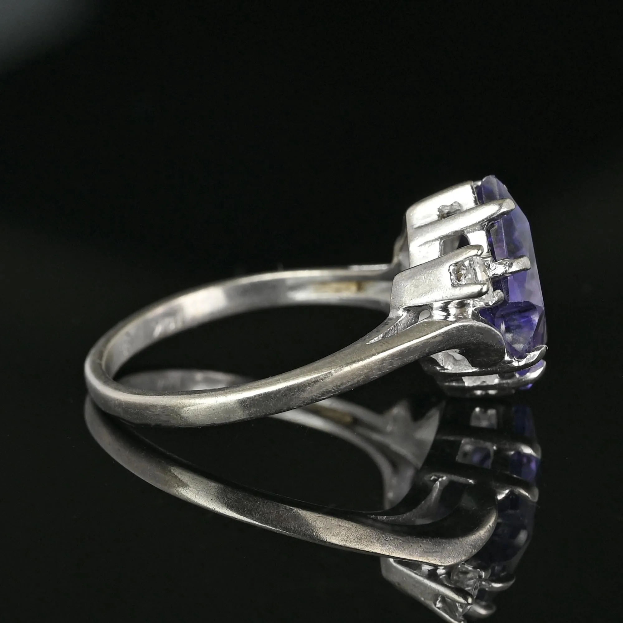 Fancy Cut Color Change Sapphire Ring in White Gold