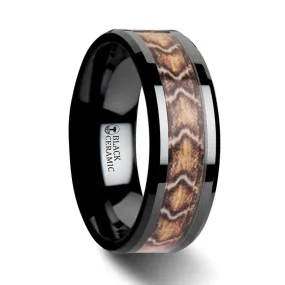 FANG | Ceramic Ring Boa Snake Skin Design Inlay