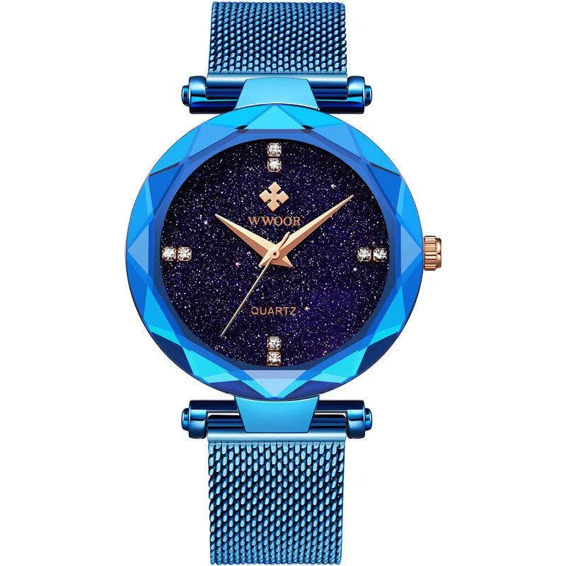 Fashion Simple Starry Sky Mesh Quartz Watch For Ladies