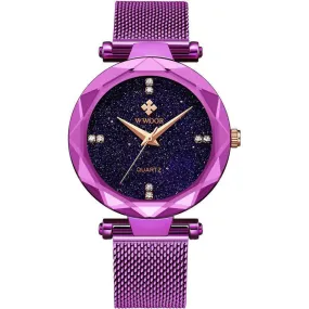 Fashion Simple Starry Sky Mesh Quartz Watch For Ladies