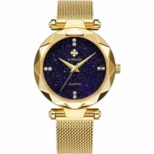 Fashion Simple Starry Sky Mesh Quartz Watch For Ladies