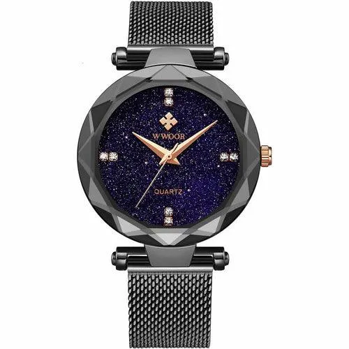 Fashion Simple Starry Sky Mesh Quartz Watch For Ladies