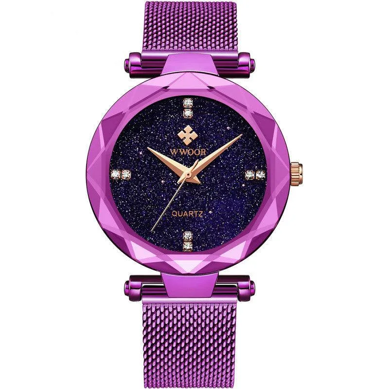 Fashion Simple Starry Sky Mesh Quartz Watch For Ladies